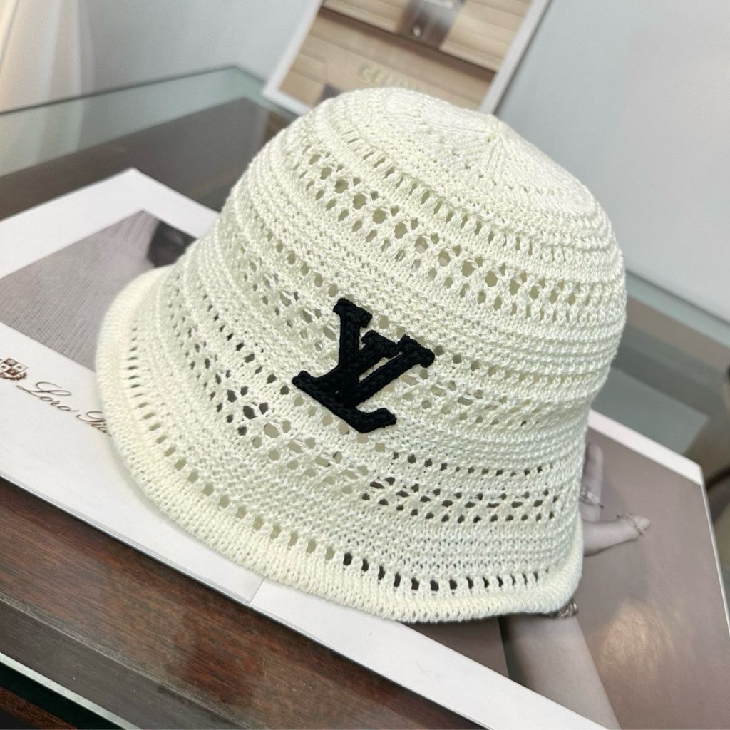 Louis Vuitton Monogram Stripes Crochet Bucket Hat White - Image 2