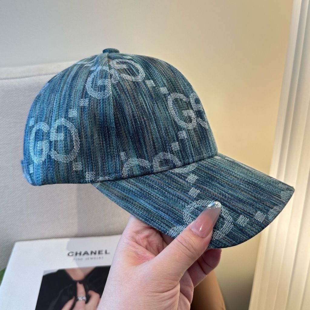 Gucci GG Cotton Denim Baseball Cap Blue Denim - Image 4