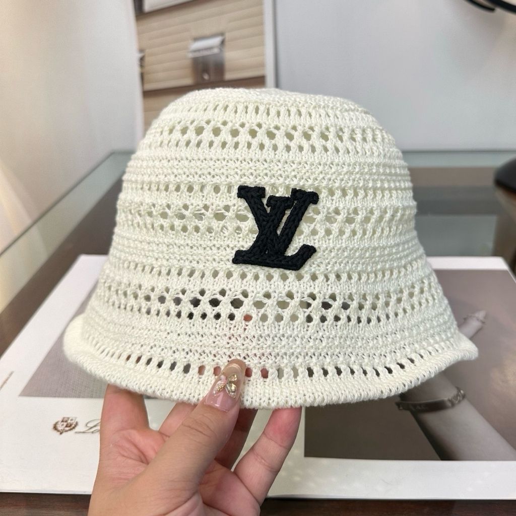Louis Vuitton Monogram Stripes Crochet Bucket Hat White - Image 3