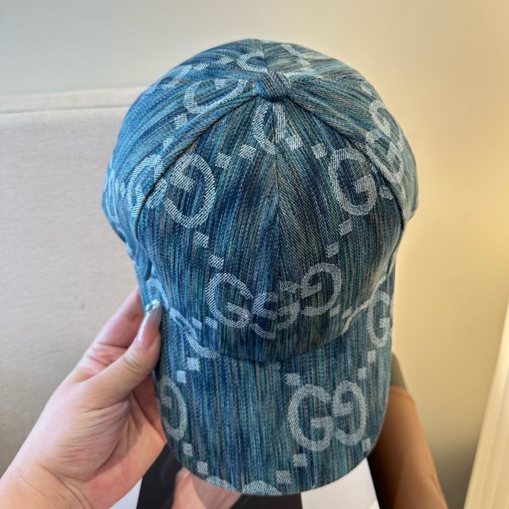Gucci GG Cotton Denim Baseball Cap Blue Denim - Image 2