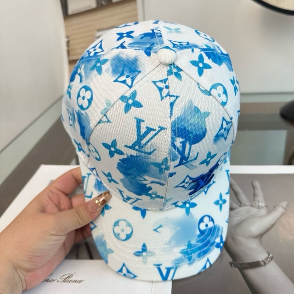 Louis Vuitton Monogram Cap Artistic Blue Ink Pattern White - Image 7