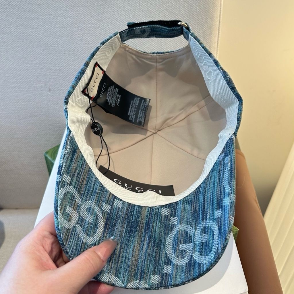 Gucci GG Cotton Denim Baseball Cap Blue Denim - Image 5