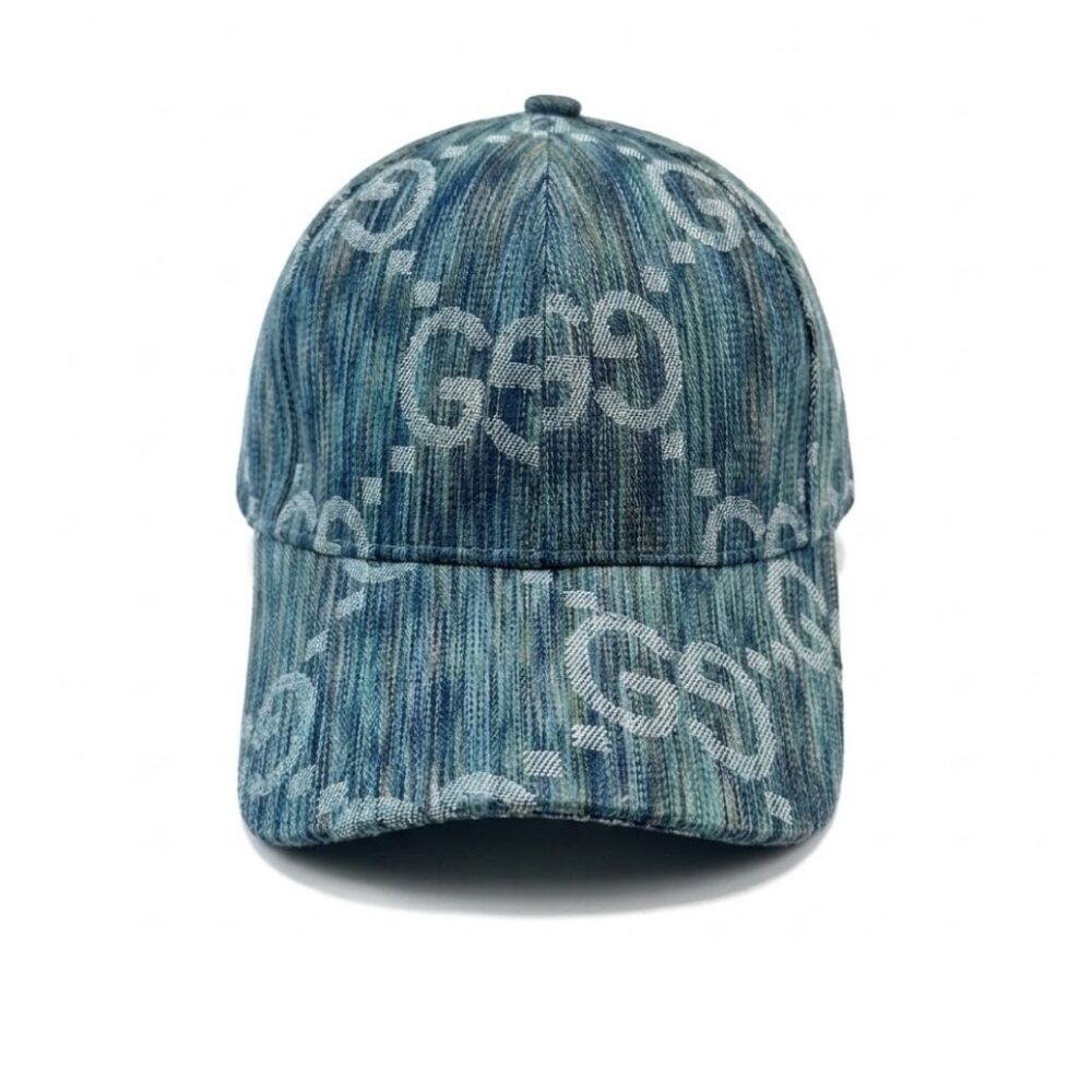 Gucci GG Cotton Denim Baseball Cap Blue Denim
