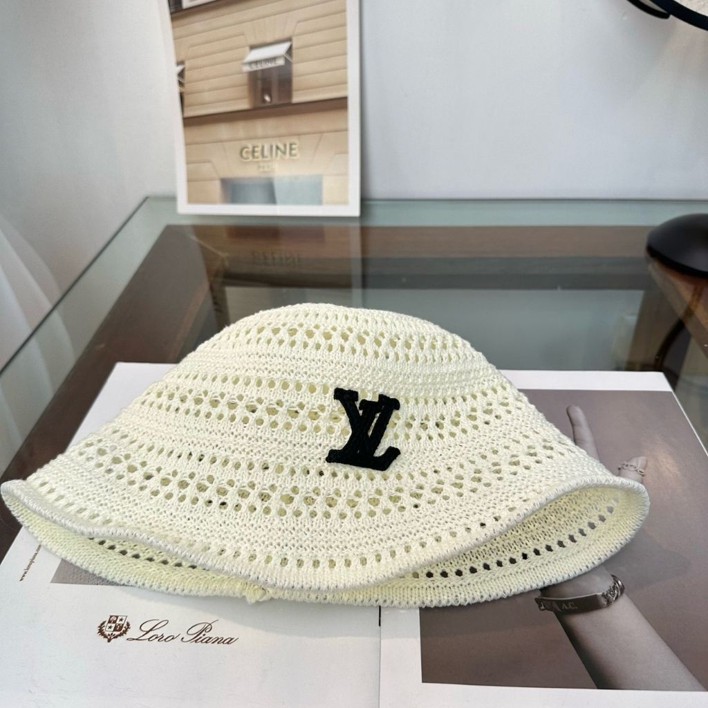 Louis Vuitton Monogram Stripes Crochet Bucket Hat White - Image 6