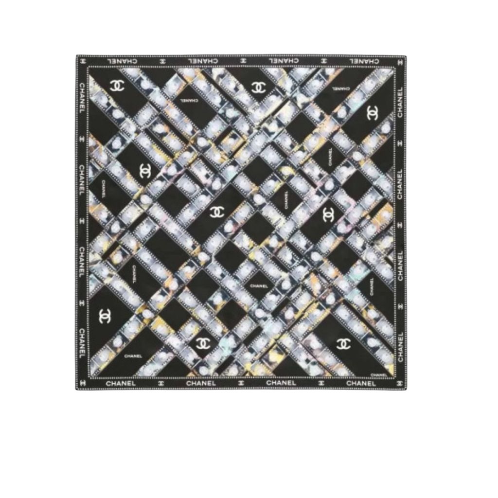 Chanel Spring Summer 2026 Square Scarf Silk Twill Black 90Cm
