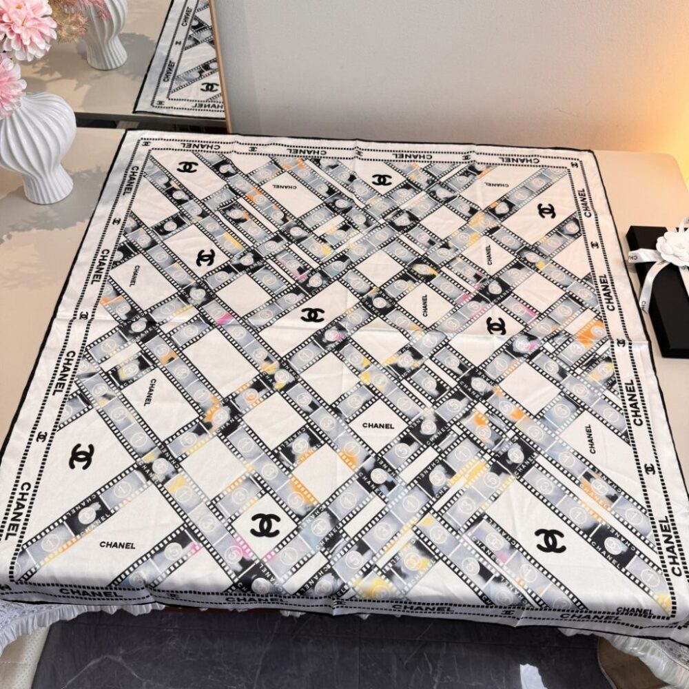Alternative view of Chanel Spring Summer 2026 Square Scarf Silk Twill White 90Cm