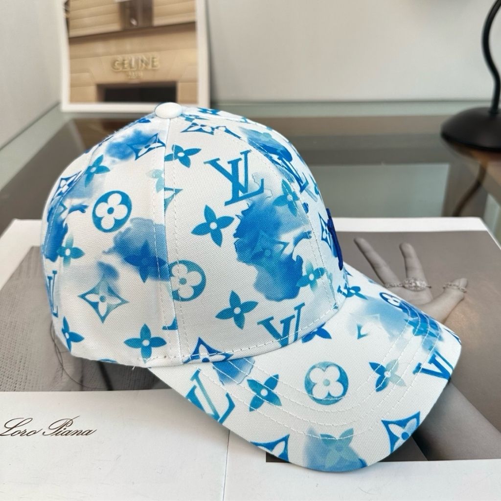 Louis Vuitton Monogram Cap Artistic Blue Ink Pattern White - Image 4
