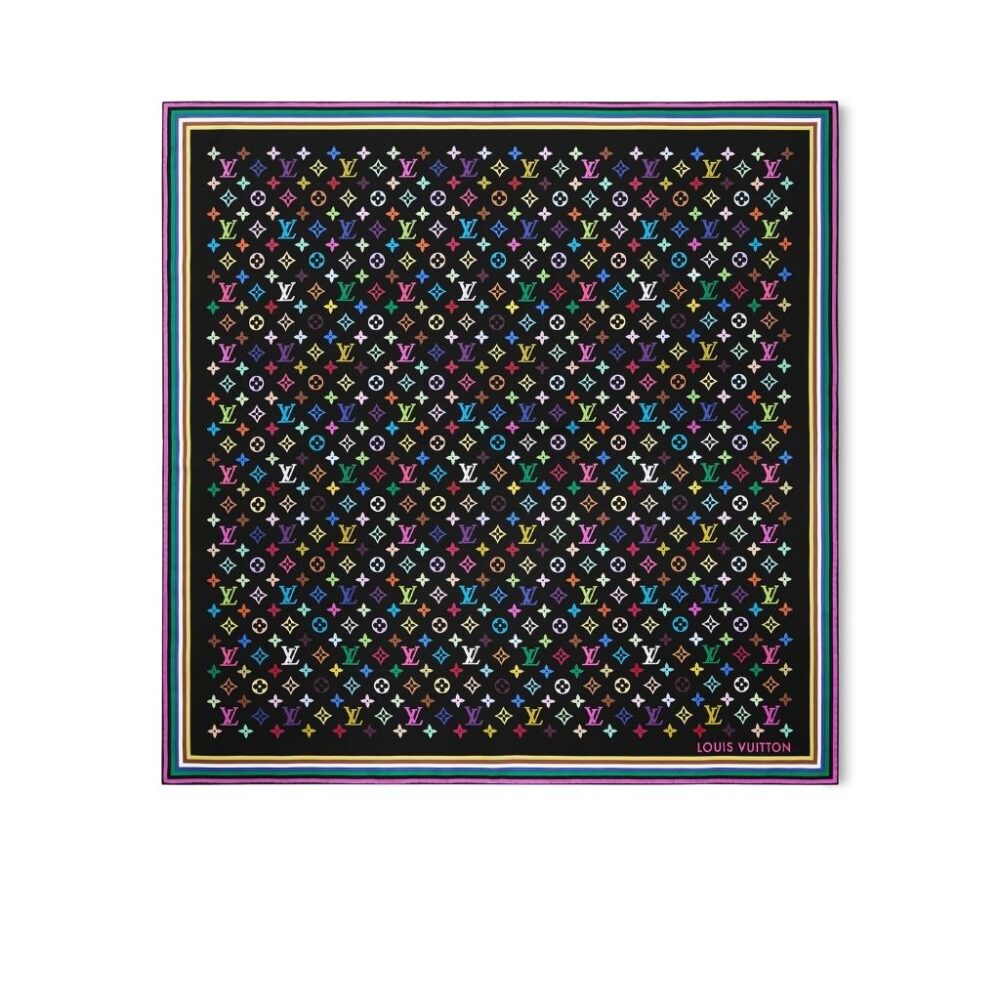 Louis Vuitton X Takashi Murakami Monogram Multicolor Square Black 90Cm M96095