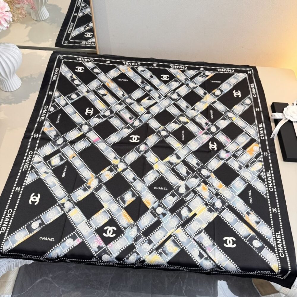 Alternative view of Chanel Spring Summer 2026 Square Scarf Silk Twill Black 90Cm