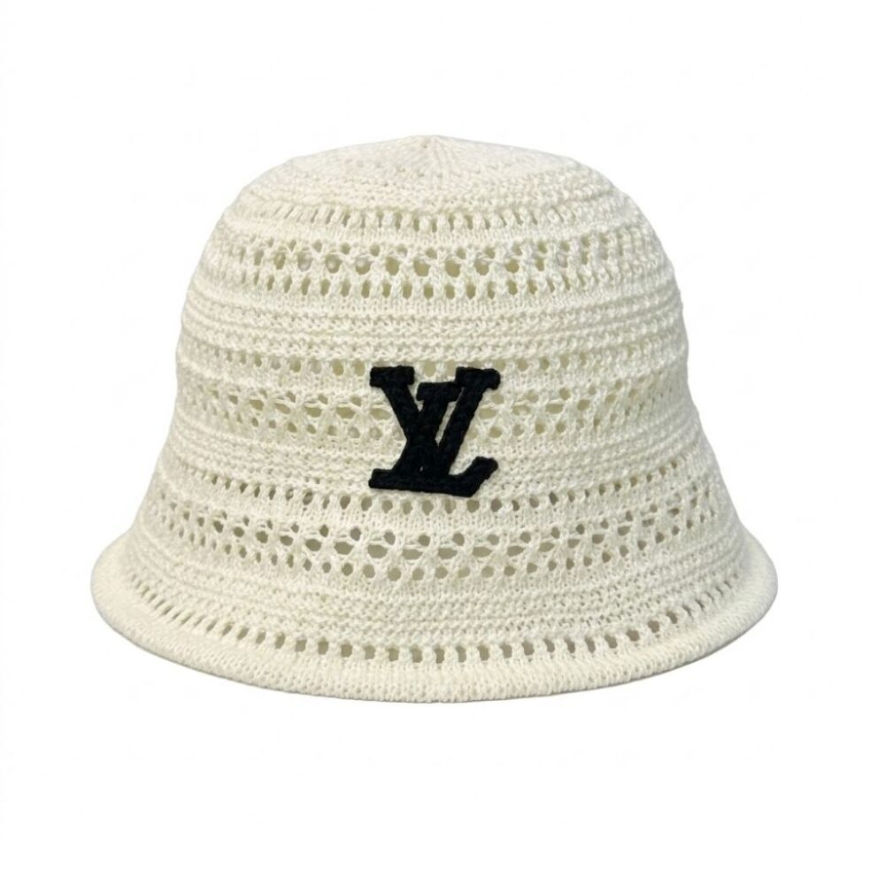 Louis Vuitton Monogram Stripes Crochet Bucket Hat White