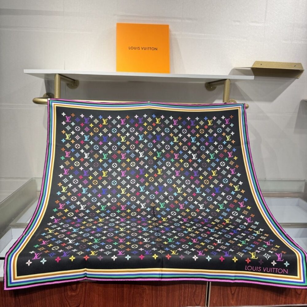 Alternative view of Louis Vuitton X Takashi Murakami Monogram Multicolor Square Black 90Cm M96095