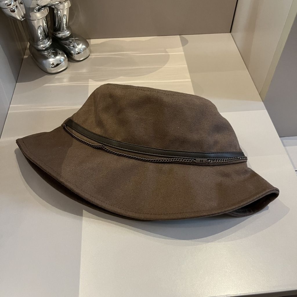 Hermes Milo Linen Bucket Hat Brown - Image 4