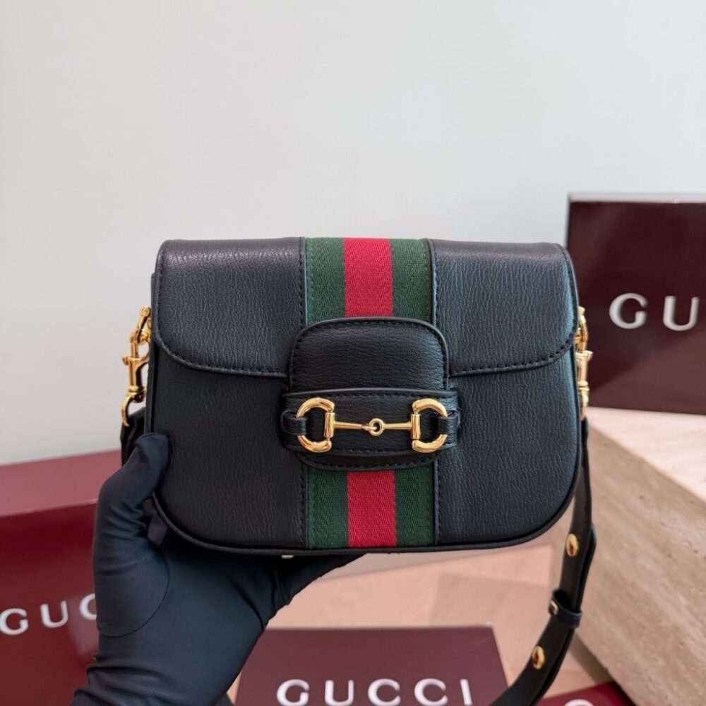Alternative view of Gucci Horsebit 1955 Small Shoulder Bag Black Leather 21Cm 866762 AAGIQ 1053