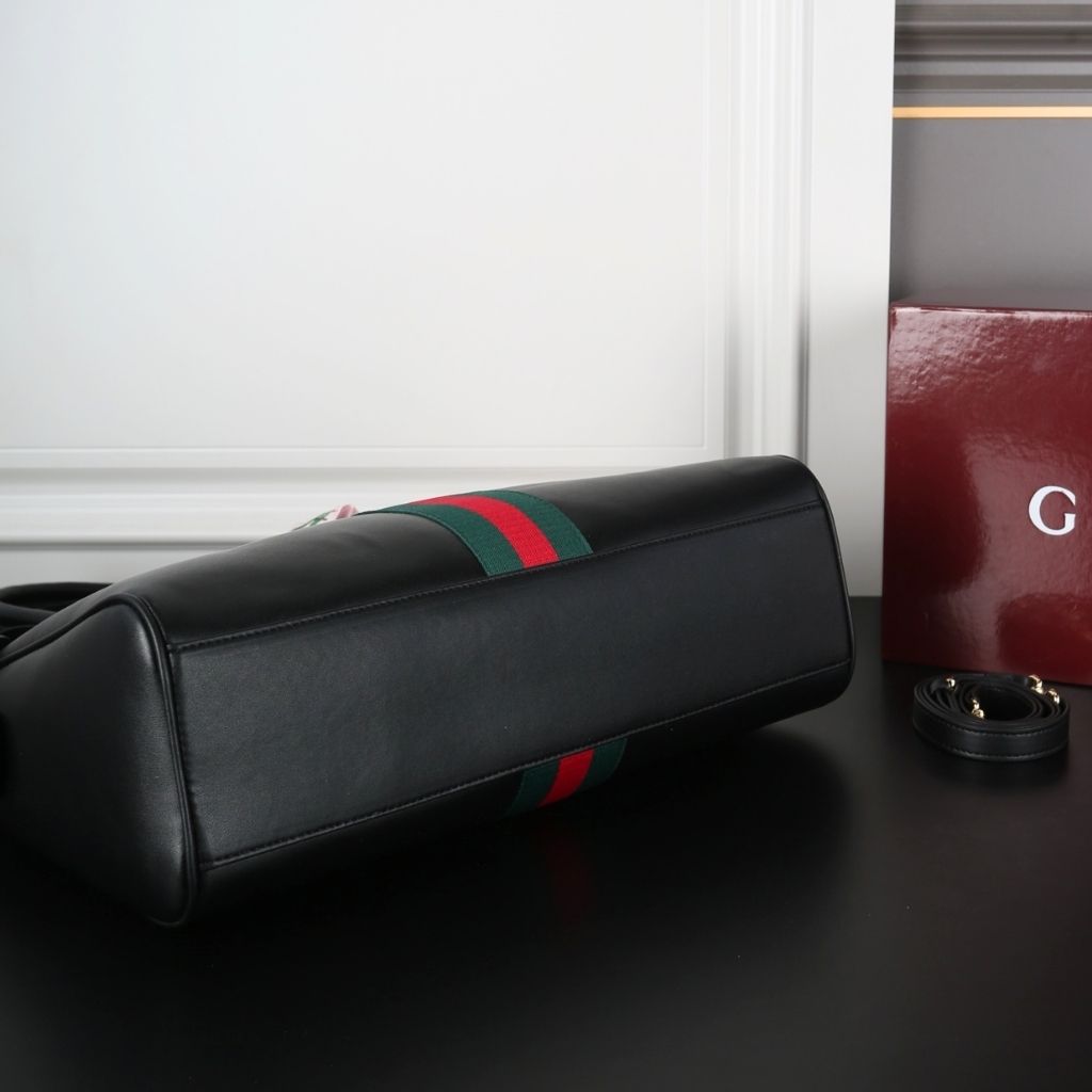 Gucci Borsetto Large Boston Bag Black Leather 38.5Cm 866734 AAGIQ 1053 - Image 8