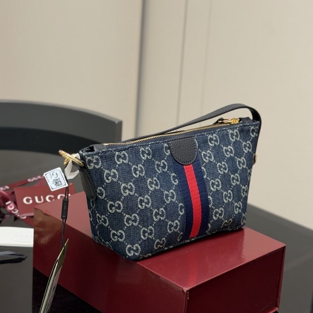 Gucci Vanity Medium Top Handle Bag Blue And White GG Denim 27.5Cm 857799 2ACFA 4444 - Image 3
