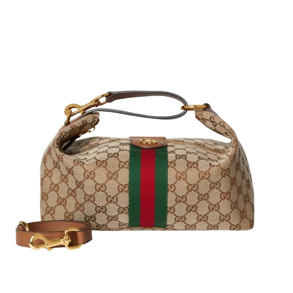Gucci Vanity Medium Top Handle Bag Beige And Brown GG Canvas 27.5Cm 857799 FAFUF 9870