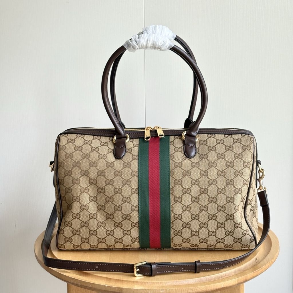 Gucci Borsetto Large Boston Bag Sand And Brown GG Canvas 38.5Cm 866734 FAFV9 9653 - Image 5
