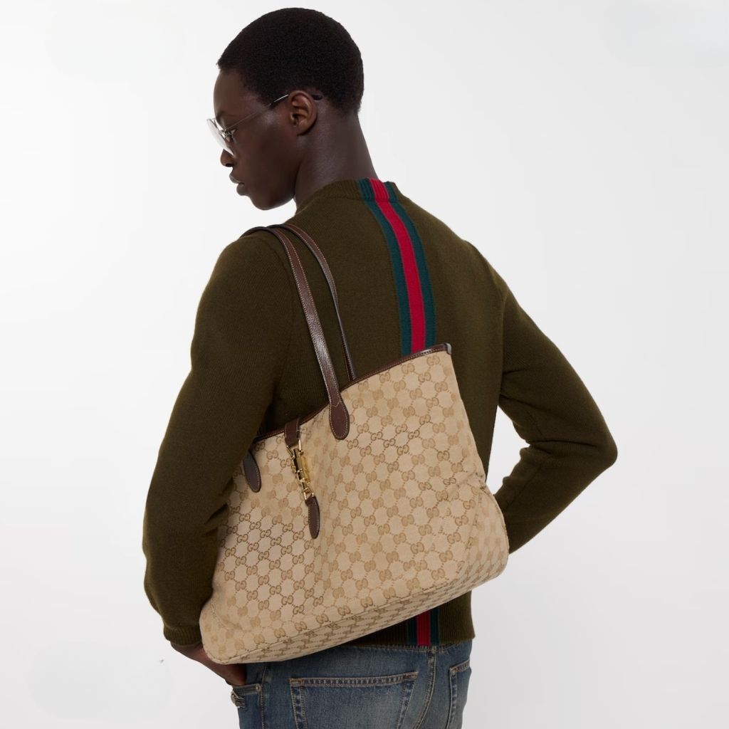 Gucci Jackie Medium Tote Bag Sand And Brown GG Canvas 45Cm 867015 FAFV2 9651 - Image 7