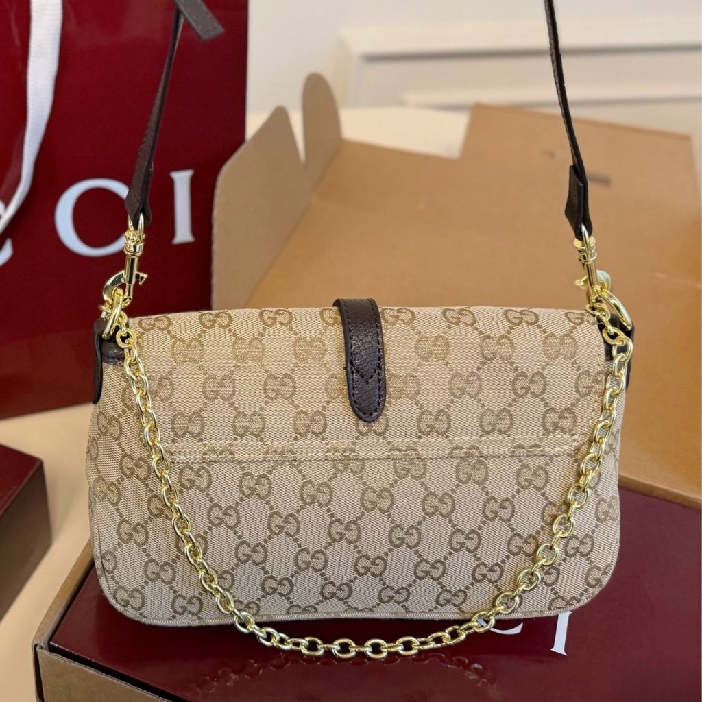 Gucci Aperitivo Medium Shoulder Bag Sand And Brown GG Canvas 26Cm 866720 FAFV2 9651 - Image 6