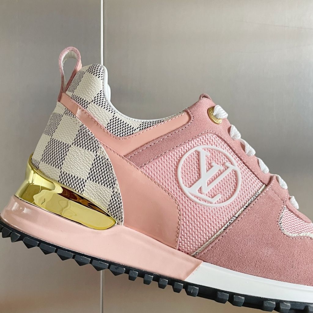 Louis Vuitton Run Away Sneaker Suede Damier Azur Pink - Image 6