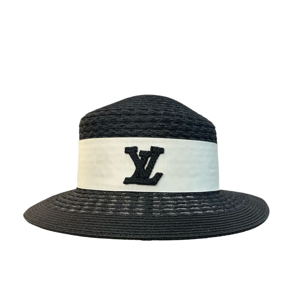 Louis Vuitton Only LV Black Straw Bucket Hat
