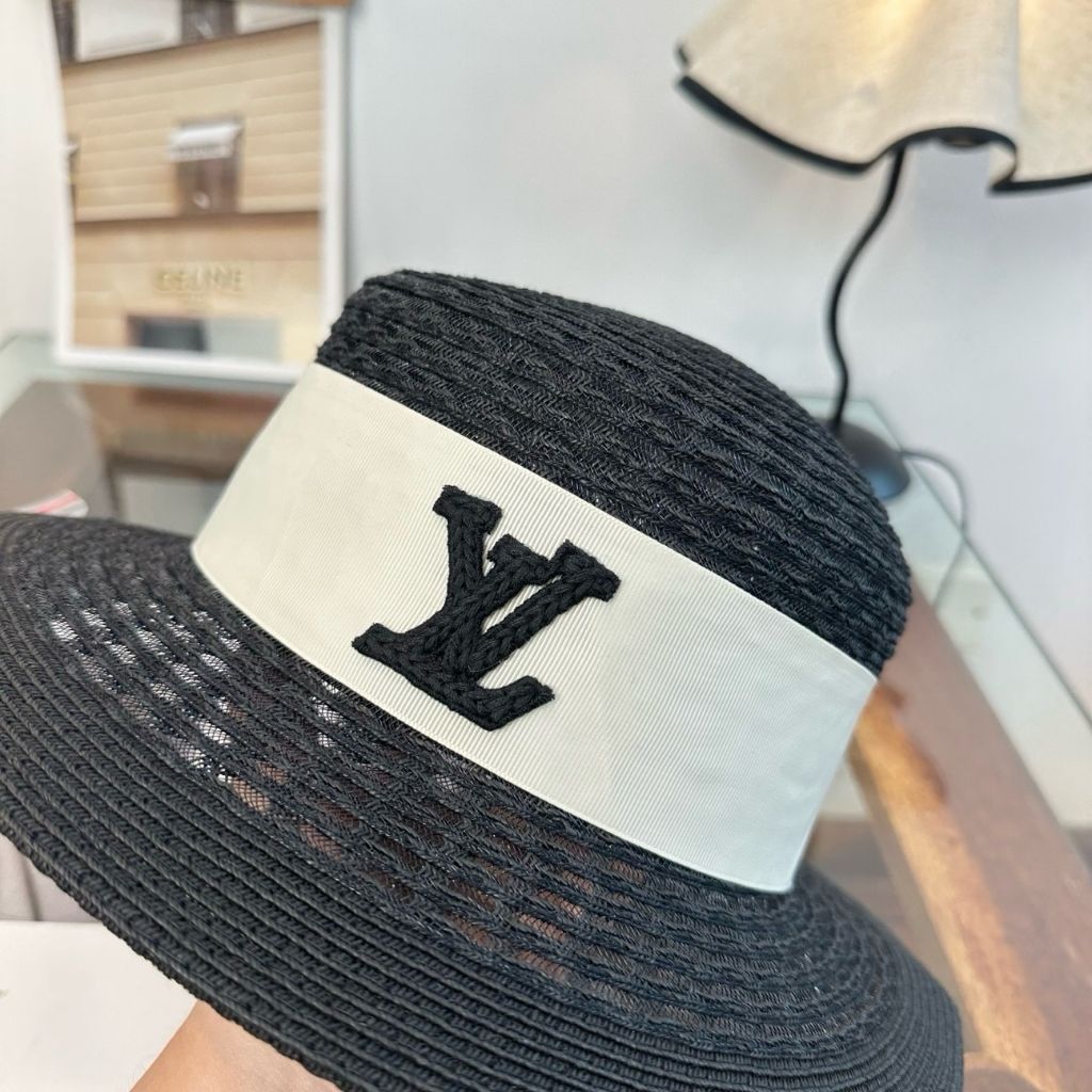 Louis Vuitton Only LV Black Straw Bucket Hat - Image 4