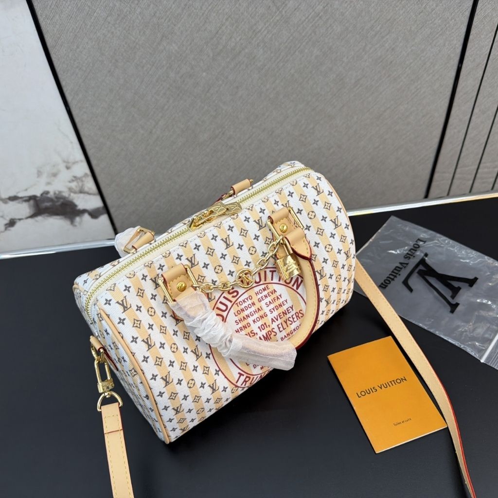 Louis Vuitton Stamp Pink Speedy Bandouliere 20 Cream 20.5Cm M29459 - Image 3