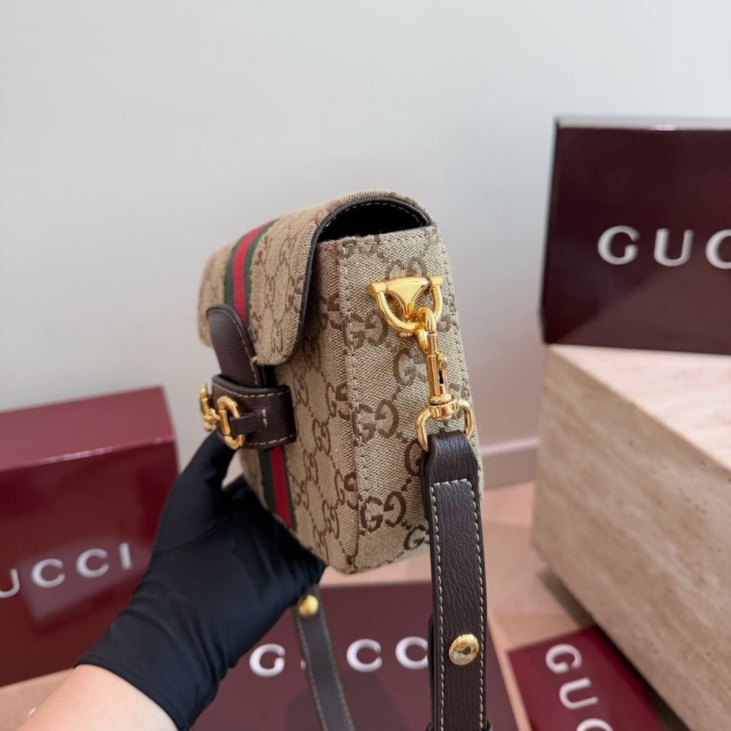 Gucci Horsebit 1955 Small Shoulder Bag Brown GG Canvas 21Cm 866762 FAFV9 9653 - Image 3