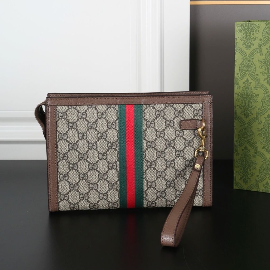Gucci Ophidia Medium Pouch Beige And Ebony GG Supreme Canvas 26Cm 760243 96LWT 8745 - Image 4