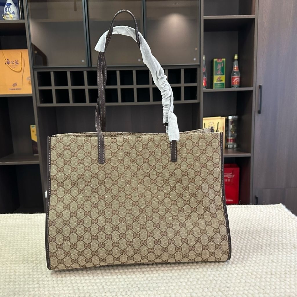 Gucci Londra Large Tote Bag Sand And Dark Brown GG Canvas 40Cm 875056 FAF8N 9651 - Image 4