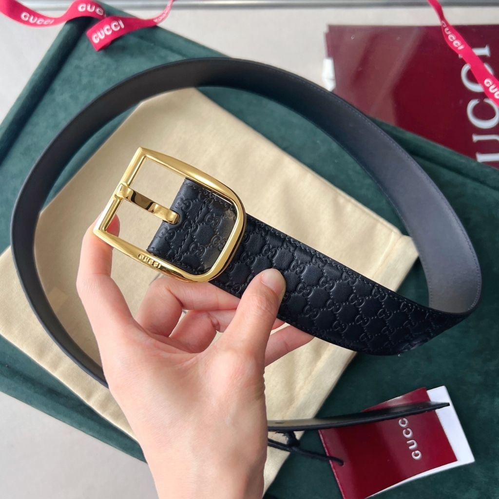 Gucci Microguccissima Belt Black Leather 4Cm 449716 BMJ0N 1000 - Image 6