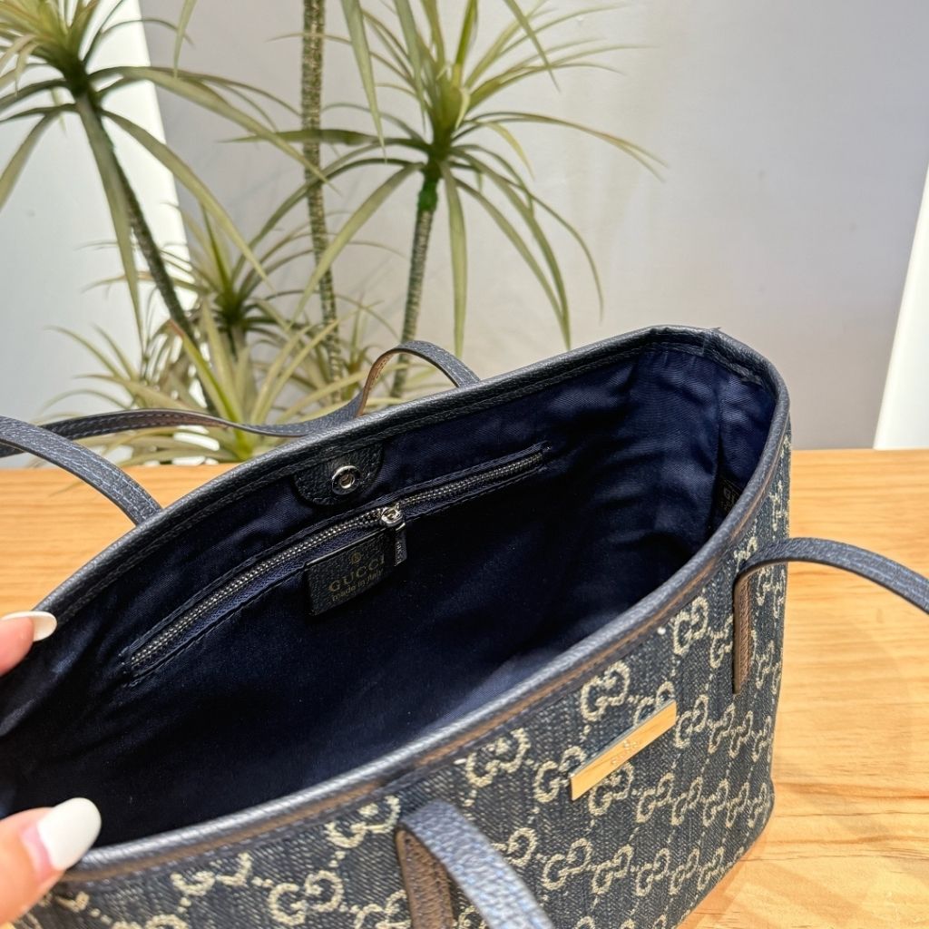 Gucci Tribeca Large Tote Bag Dark Blue GG Denim 38Cm 874745 FAF8V 4042 - Image 7