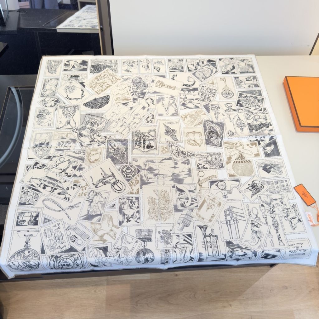 Hermes Le Philateliste Du Faubourg Square Scarf Gray 90Cm H004205S 06 - Image 2