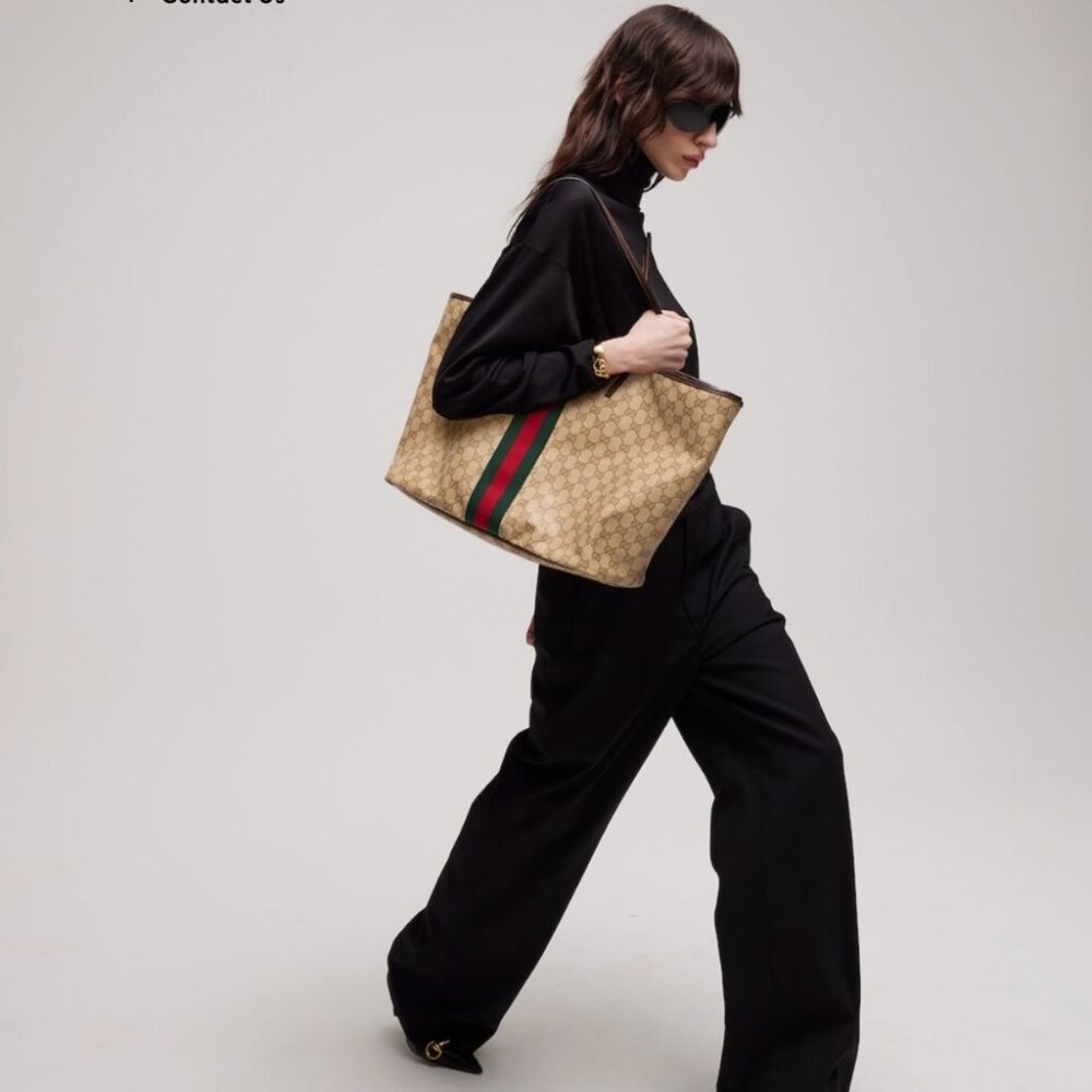 Alternative view of Gucci Tribeca Small Tote Bag Brown GG Canvas 25Cm 875236 FAF79 8547