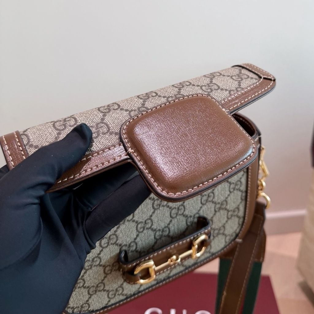 Gucci Horsebit 1955 Small Shoulder Bag Green and red Web 20.5Cm 658574 HUHHG 8565 - Image 8