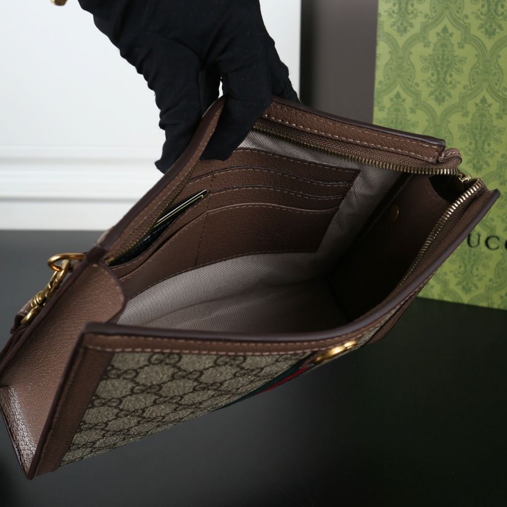 Gucci Ophidia Medium Pouch Beige And Ebony GG Supreme Canvas 26Cm 760243 96LWT 8745 - Image 7