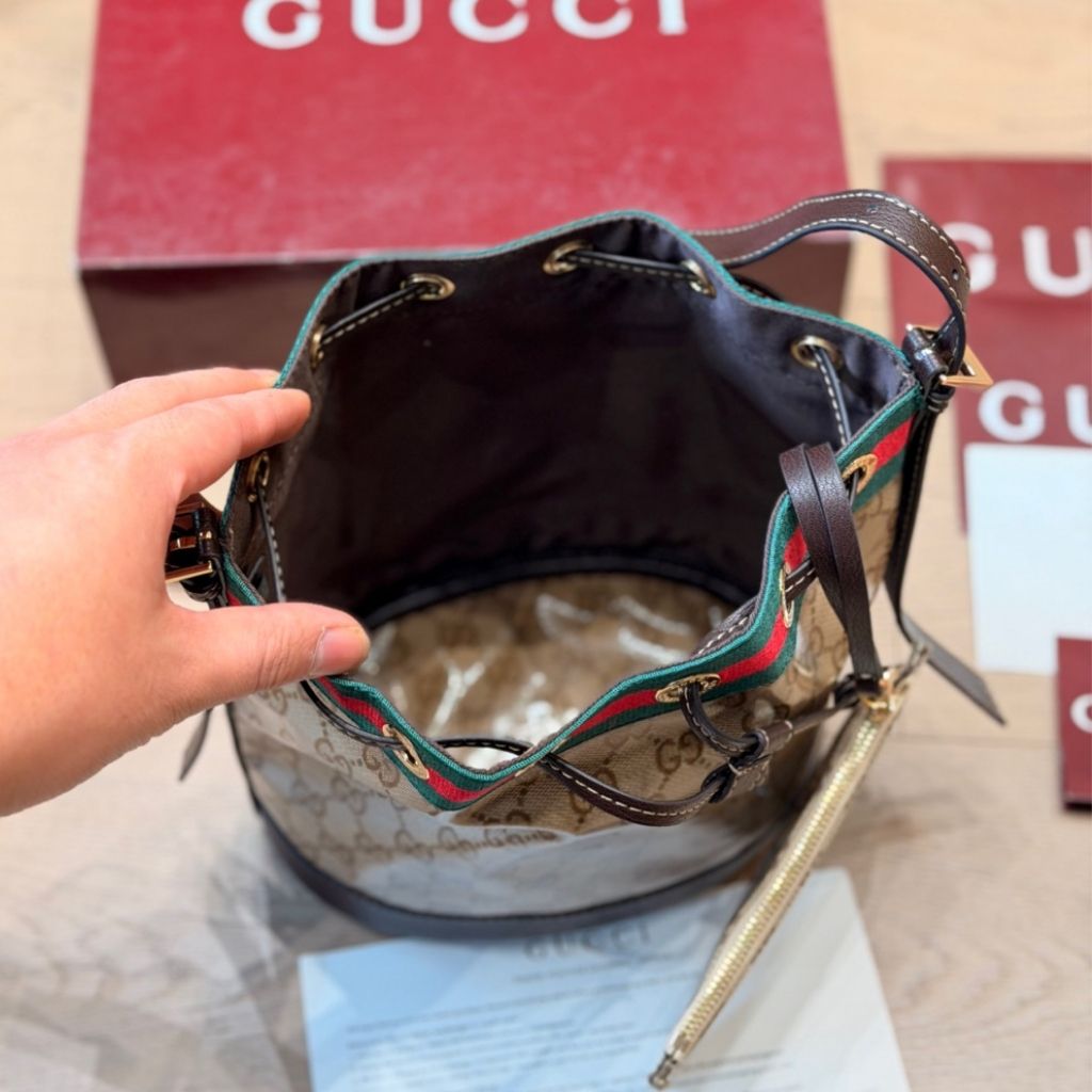 Gucci Venice Small Bucket Bag Beige And Brown GG Canvas 20.5Cm A002GW FAF79 8547 - Image 8