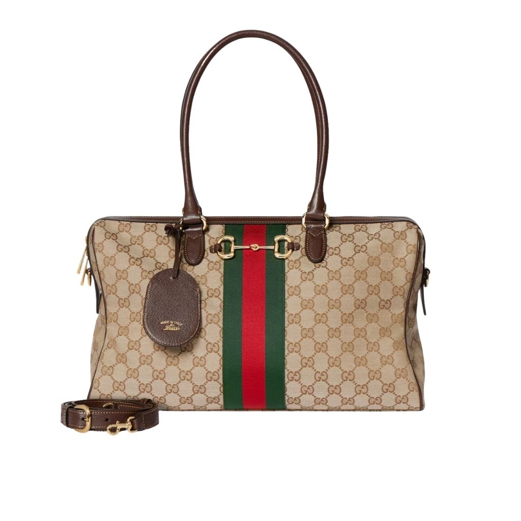 Gucci Borsetto Large Boston Bag Sand And Brown GG Canvas 38.5Cm 866734 FAFV9 9653