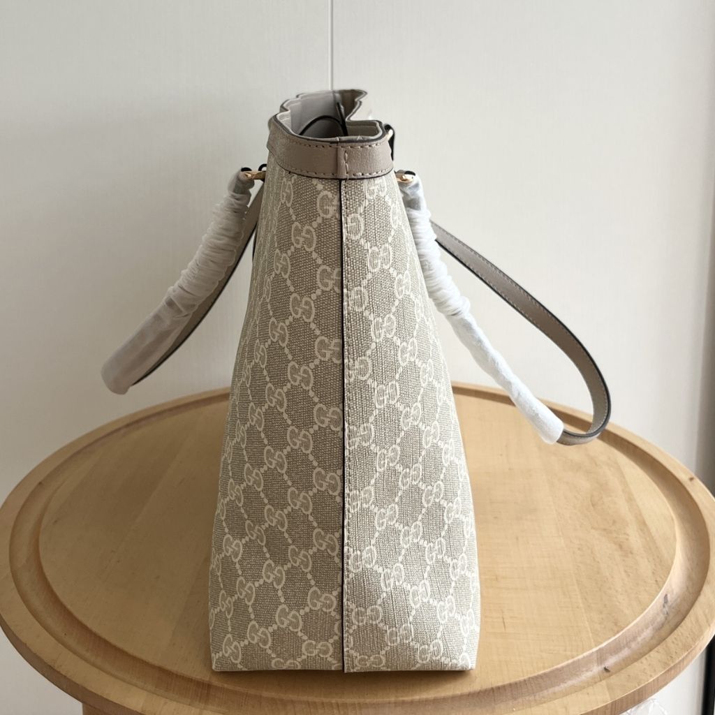 Gucci Ophidia Large Tote Bag Beige And White GG Fabric 38Cm 836849 FAE0J 9643 - Image 7