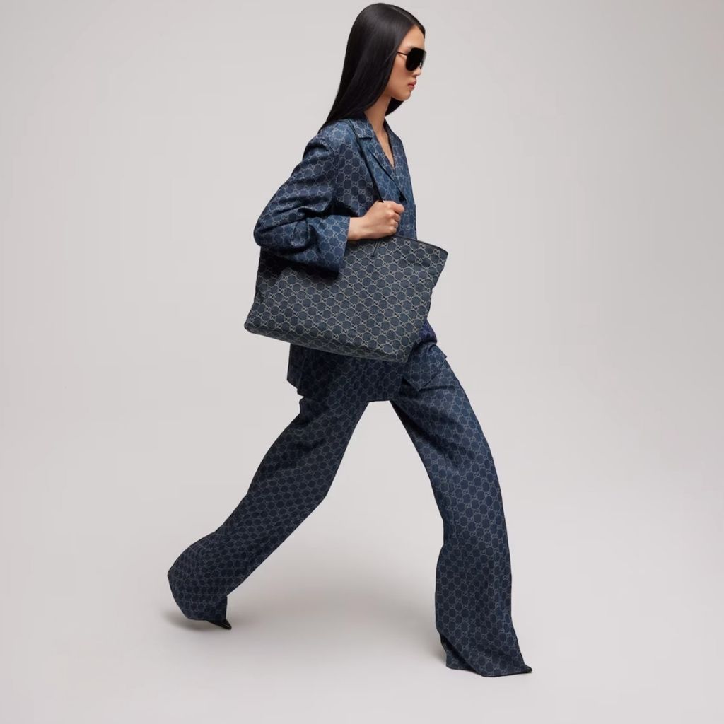 Gucci Tribeca Large Tote Bag Dark Blue GG Denim 38Cm 874745 FAF8V 4042 - Image 2