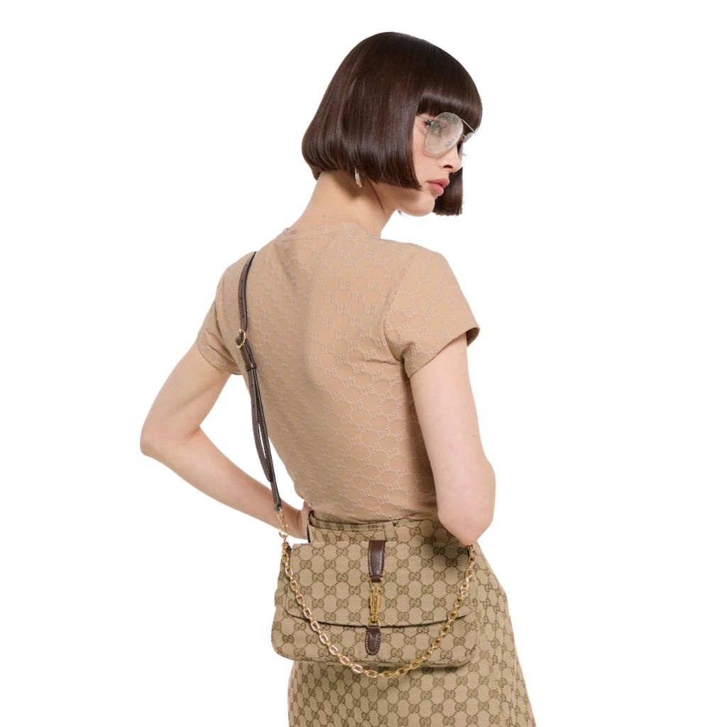 Gucci Aperitivo Medium Shoulder Bag Sand And Brown GG Canvas 26Cm 866720 FAFV2 9651 - Image 8