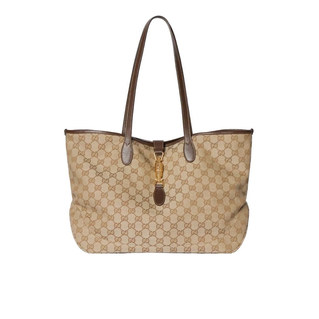 Gucci Jackie Medium Tote Bag Sand And Brown GG Canvas 45Cm 867015 FAFV2 9651
