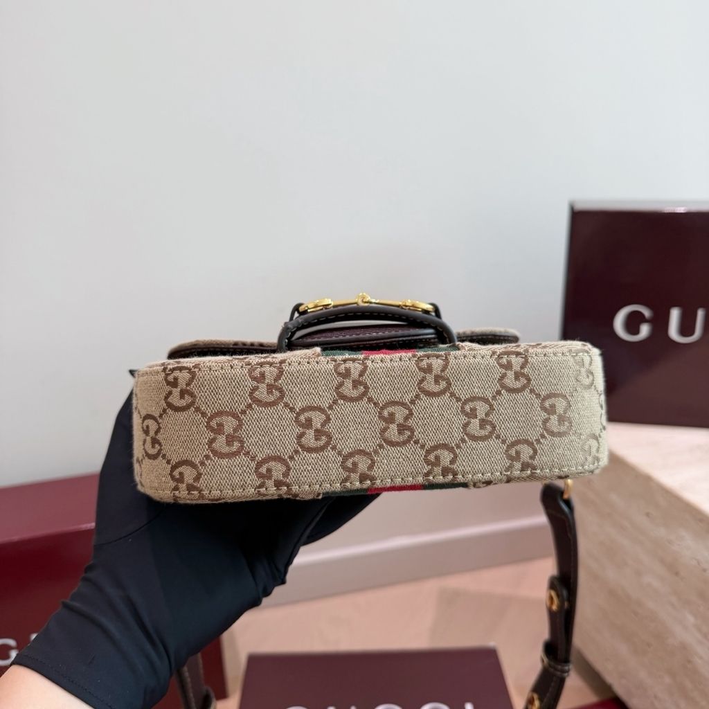 Gucci Horsebit 1955 Small Shoulder Bag Brown GG Canvas 21Cm 866762 FAFV9 9653 - Image 6