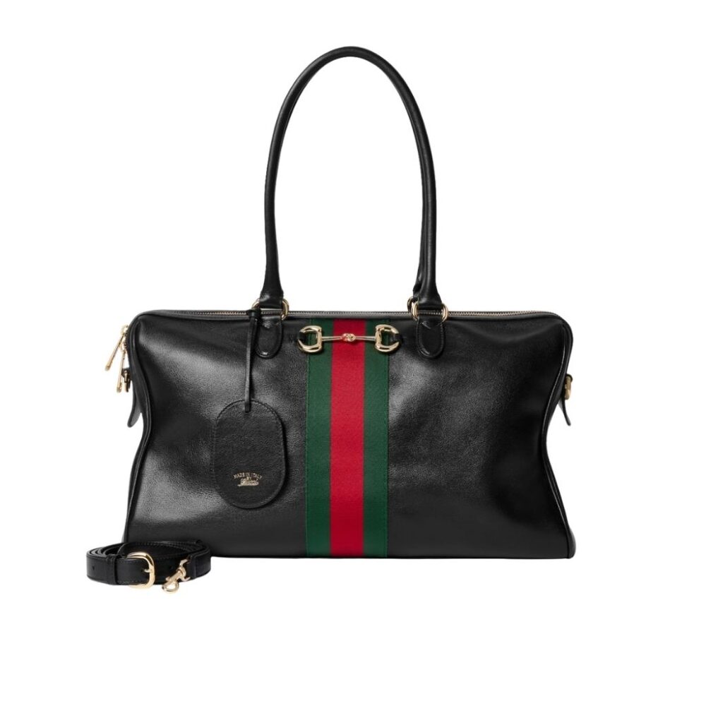 Gucci Borsetto Large Boston Bag Black Leather 38.5Cm 866734 AAGIQ 1053
