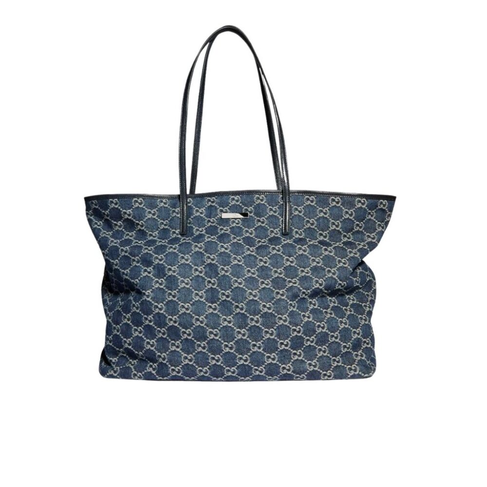 Gucci Tribeca Large Tote Bag Dark Blue GG Denim 38Cm 874745 FAF8V 4042