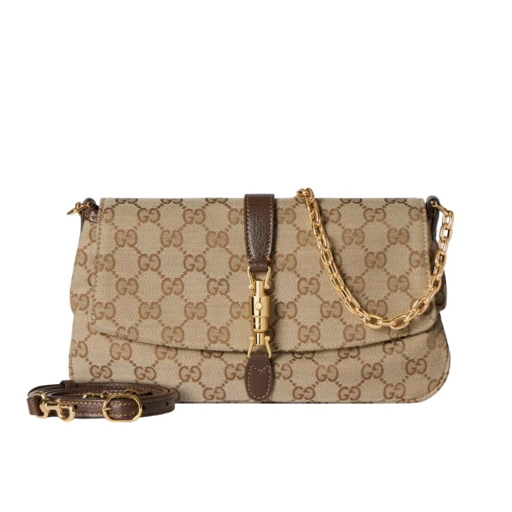 Gucci Aperitivo Medium Shoulder Bag Sand And Brown GG Canvas 26Cm 866720 FAFV2 9651