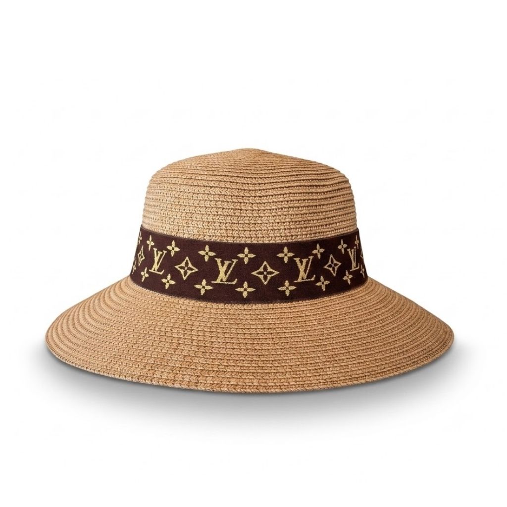 Louis Vuitton Monogram Silhouette Capeline Bucket Hat Natural Tan Raffia