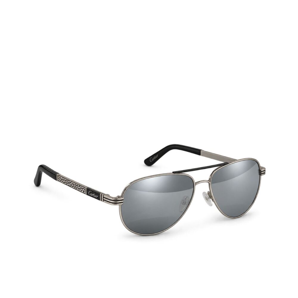 Catier Premiere De Cartier Pilot Unisex Silver Sunglasses