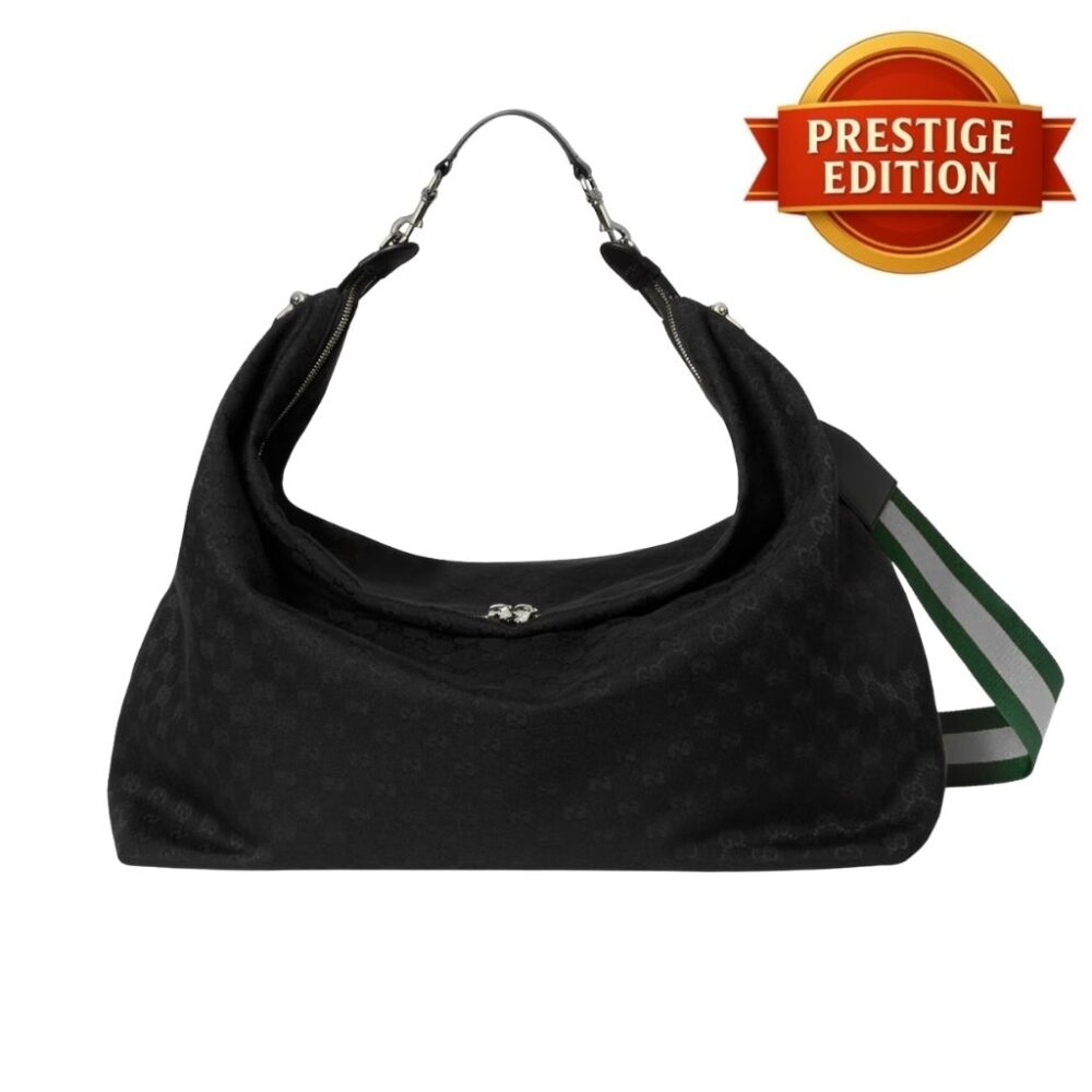 Prestige Edition - Gucci Brera Large Crossbody Bag Black GG Canvas 44Cm ‎864485 FAFWA 1053