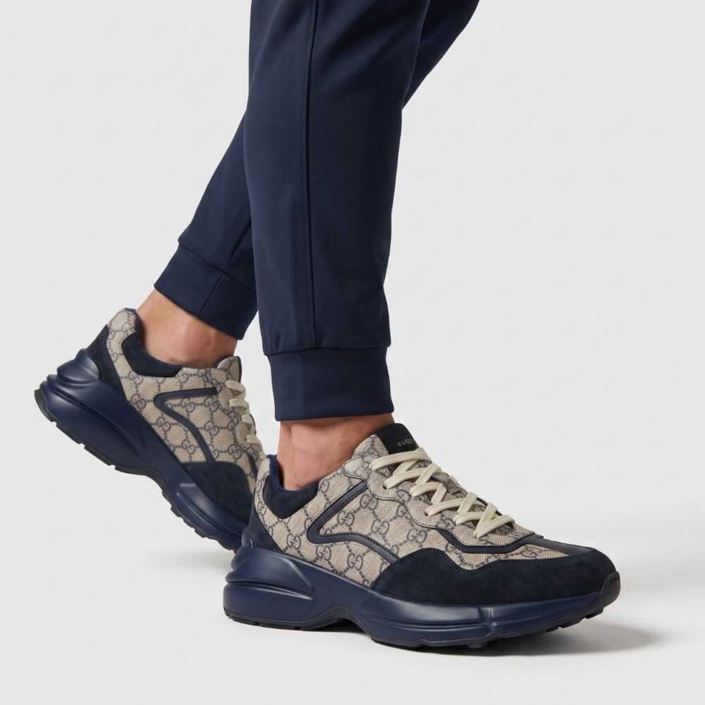 Alternative view of Gucci Rhyton Sneaker Beige Ebony GG Supreme Dark Blue